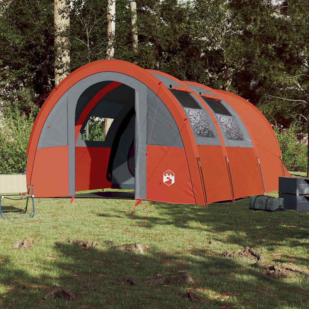 Vidaxl Tenda da Campeggio, 4 Persone, Grigio-Arancione, Impermeabile