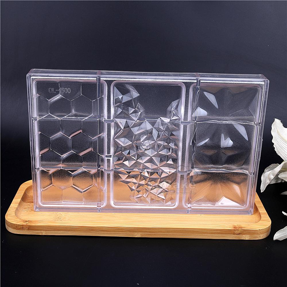 Big Plate Recctangle Water Ripple Geometry Shape Polycarbonate Chocolate Mold Food Sugarcraft Molds Candy Making DIY Kitchen