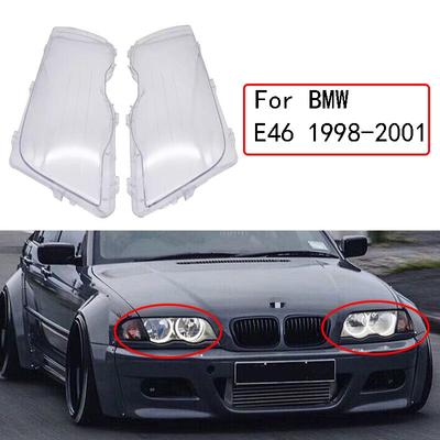 1 Çift Araba Far Kapağı Abajur Su Geçirmez Parlak Kabuk Kapak BMW E46 3 Serisi 4 Kapı 1998-2001 Lamba Şeffaf Lens Kapağı