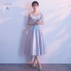 Bridesmaid Dress New Spring Grey Satin Sisters Bridesmaid Dress Medium and Long Girlfriend Dress Sister Dress
