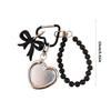 Fashionable Alloy Heart Shaped Bag Charm With Functional Mirror Detachable Bowknot Keychain For Purse Backpack Decoration