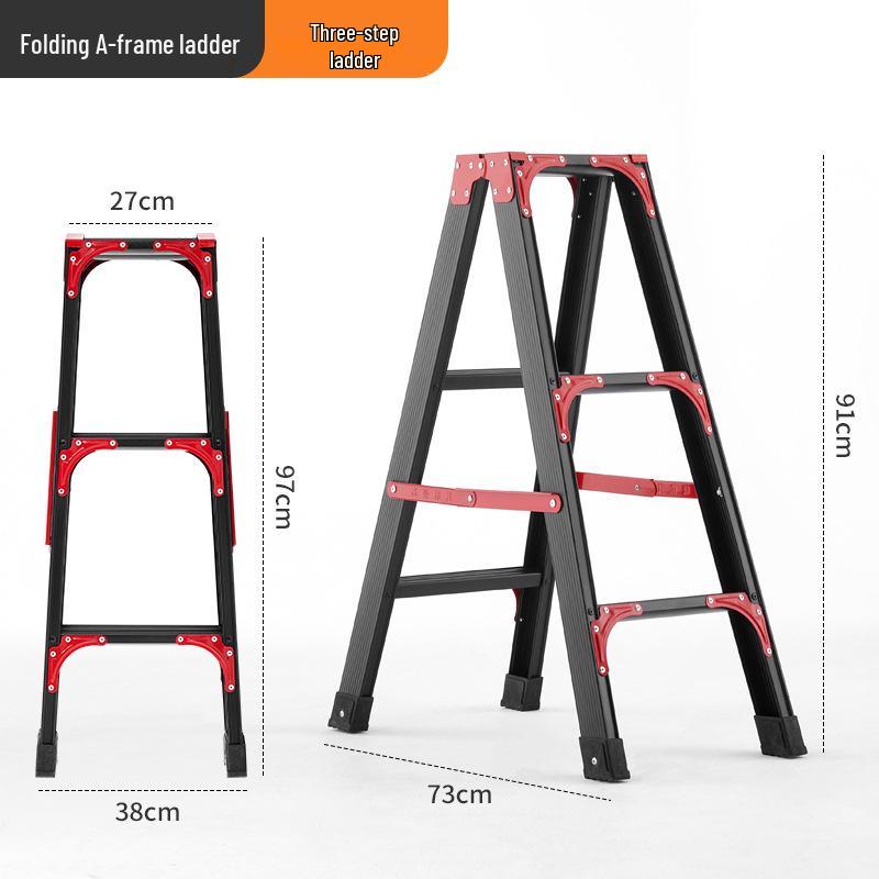Folding A-frame Carbon Steel Ladder: Lightweight, Double-sided, Multi-purpose, No Installation Needed