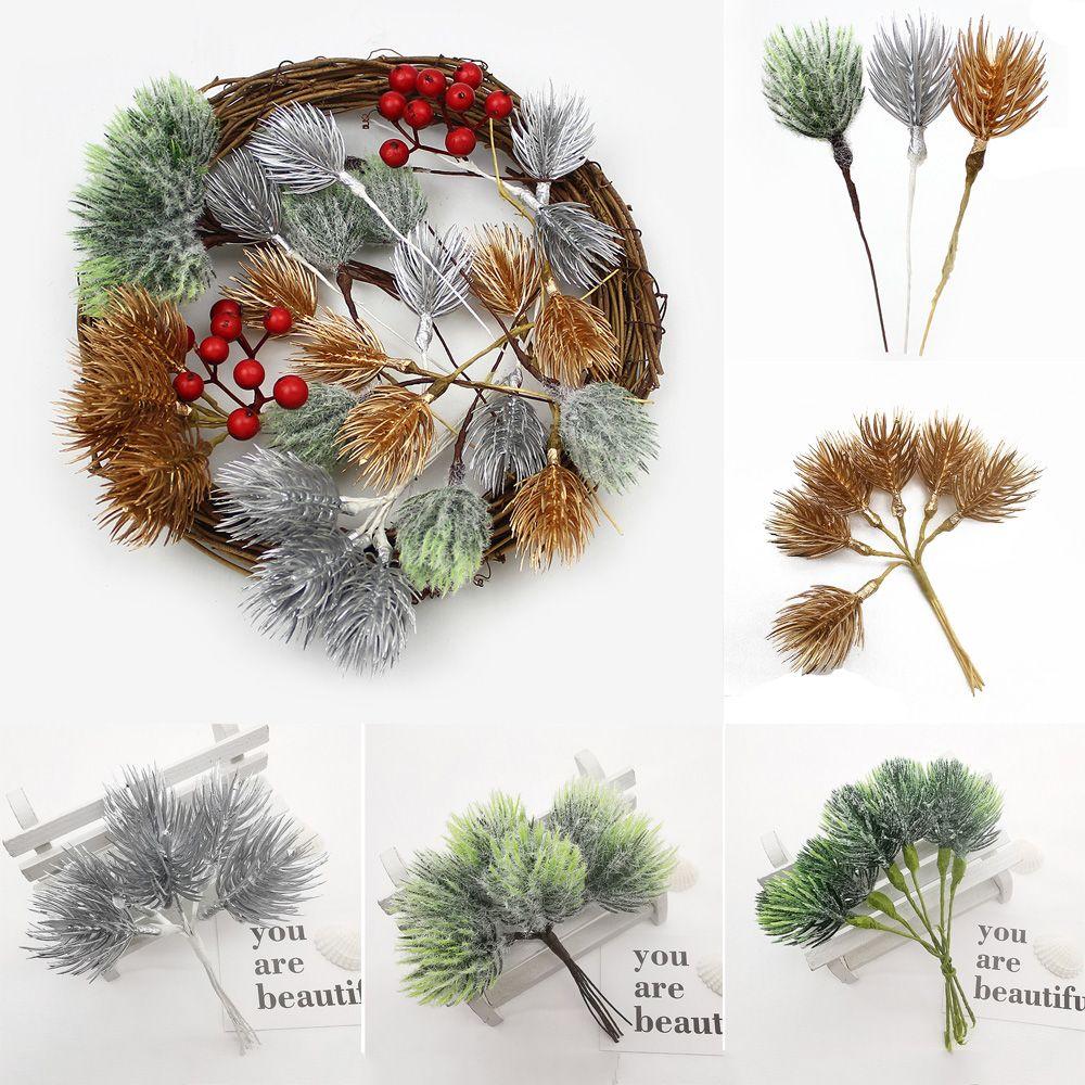 6PCS/Bundle Wedding Xmas Ornament Home Decor Pine Faux Grass Artificial Flowers Simulation Plants