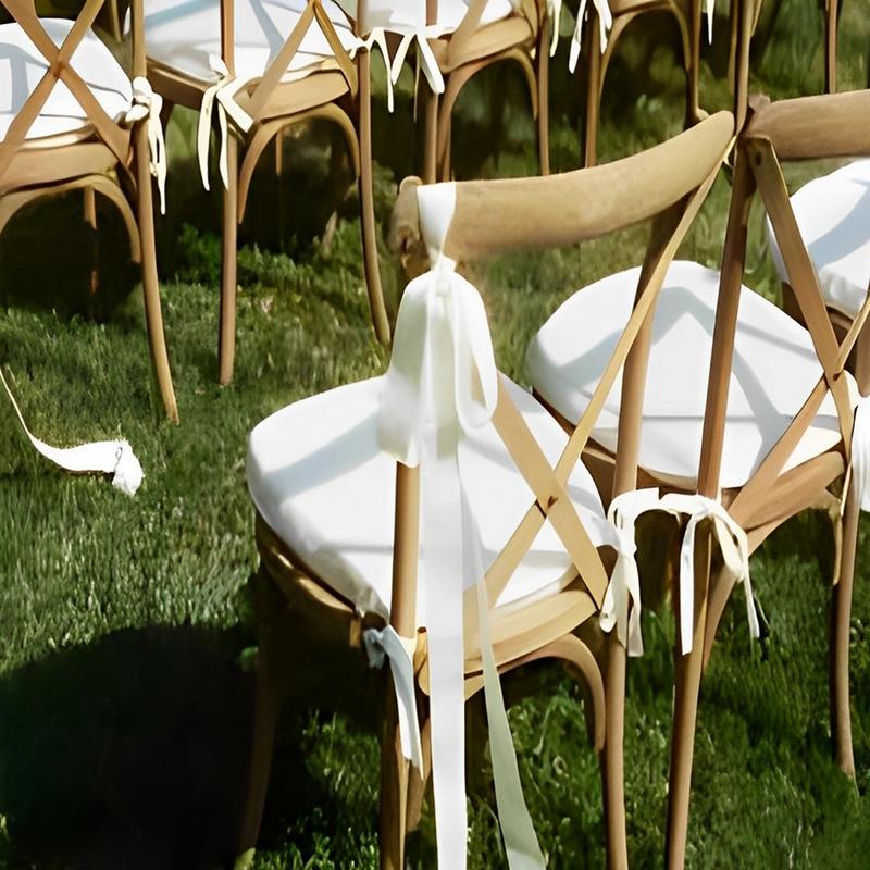 White Wedding Pew Bows 5X Extended Pew Ribbon Church Chair Decor Aisle Decorations for Indoor Outdoor Bench Seat Door Dining