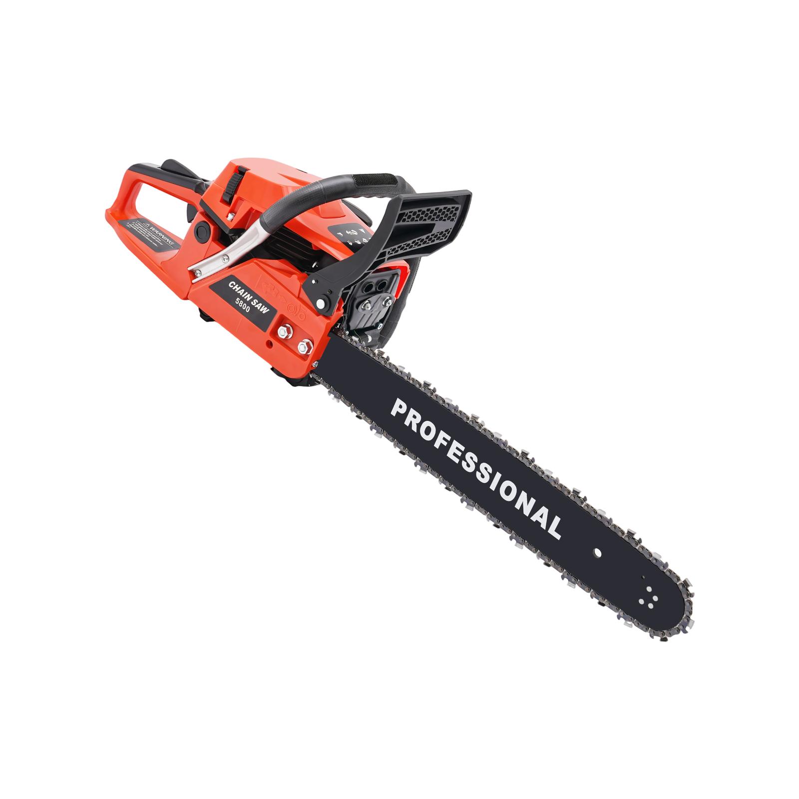 

Бензопила 58 куб.см 20 дюймов Профессиональная мощность 2,6 кВт Бензопила для валки деревьев Лесозаготовка Ферма Сад Лесное хозяйство красный