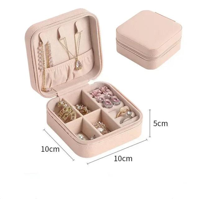 Jewelry Storage Box Portable Travel Jewelry Bag Earrings Necklace Storage Case for Women Ring Organizer PU Leather Display Case