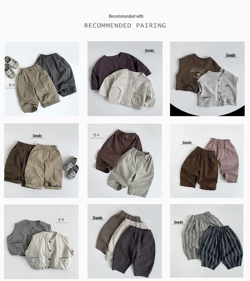 Mångsidig t-shirt för barn, Våren 2025: Avslappnad koreansk Mori-stil för pojkar och flickor