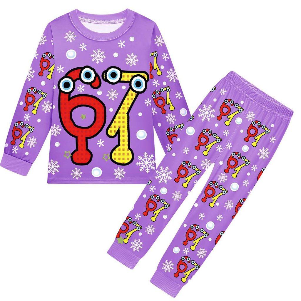 19700 Kids Boys Girls Steal a Brainrot 67 Six Seven Print Long Sleeves T-Shirt Pants Pajamas Sleepwear Sets