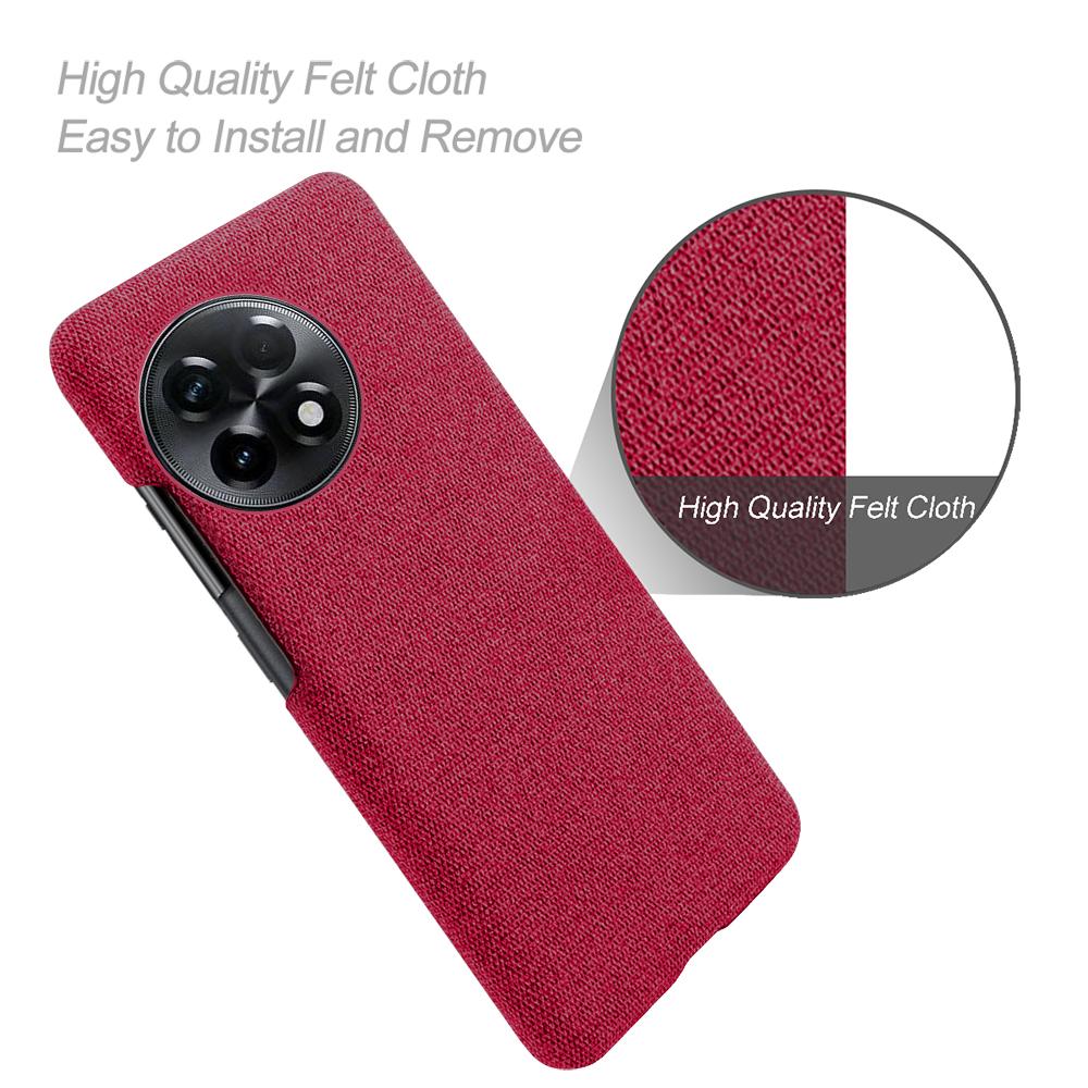 Cloth Texture Smartphone Cover for OnePlus 11R 5G/Ace 2 5G,Solid Color Hard PC+Cloth Anti-scratch Case