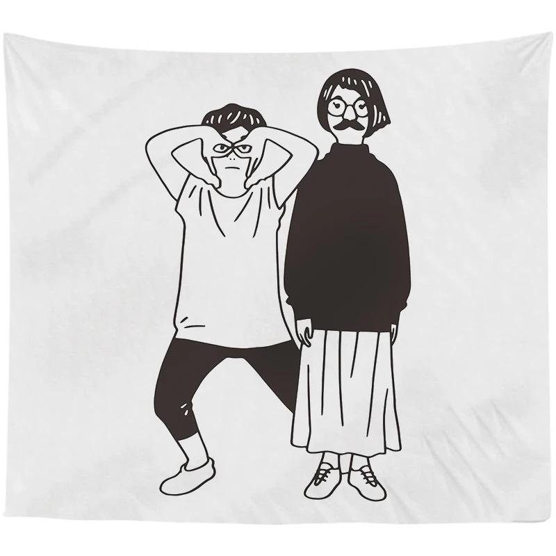 Абстрактная пара Простые линии Фон Ткань Подвесной прокат Общежитие Прикроватное — фото 9