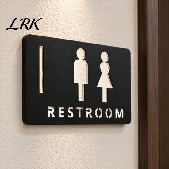 Acrylic Toilet Sign Restroom Sign, Male And Female Bathroom Wall Signs for Business Mounted Double Sided Corridor Commercial Use