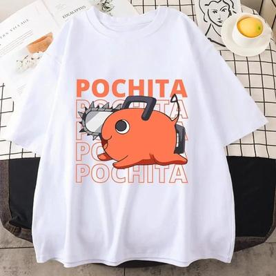 Anime T-Shirt Funny Pochita Graphic Printing Short Sleeve Summer Casual O-Neck Loose T-Shirt Tops Hip Hop Harajuku Overd Tee#Color(2)