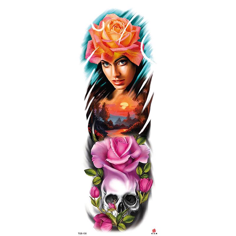 Waterdichte tattoo stickers voor de hele arm: Jezus, Maagd Maria, Kroon, Leeuw-ontwerp