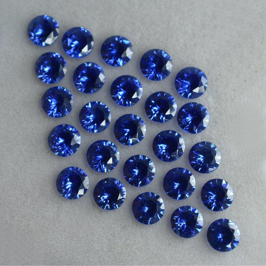 CERTIFIED 5x5 MM Natural Blue Round Cut Sapphire Untreated Gemstone 8 Pcs Lot Y- 1061288