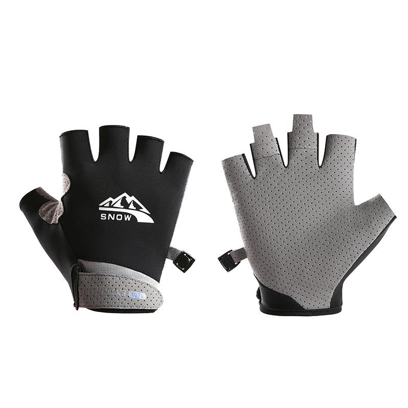 Breathable Ice Silk Fingerless Cycling Gloves for Men & Women - Half-Finger Design for Fitness, Running, and Summer Sports