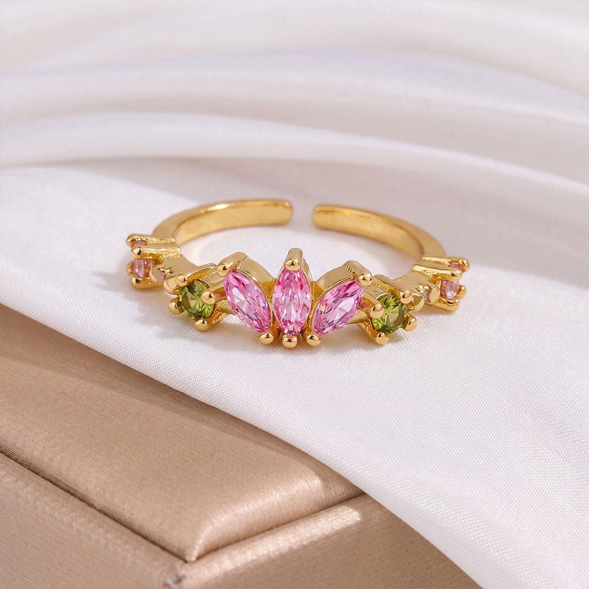 Универсальное сладкое кольцо-корона Pink Crown золотой