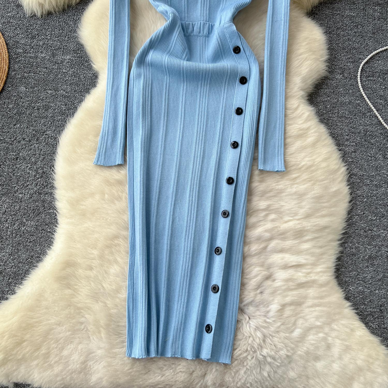 Трикотажные длинные платья для женщин с вырезом-лодочкой и открытыми плечами — фото 21