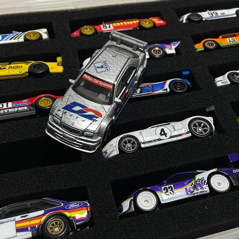 1/64 Auto-Modell Vitrine mit Schutz-Baumwollplatte, 15 Fächer Aufbewahrungsbox für Hot Wheels, Transportschutzbox