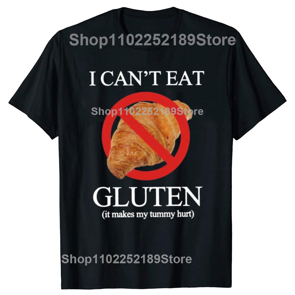 Nemohu jíst lepek Tričko Retro Gluten Meme Grafické tričko EU Velikost Bavlna Měkké Unisex O-výstřih Tričko Topy Volné Oversized