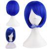 Fashion Girl Natural Short Straight Wigs  Bangs Wigs Navy Blue-Ladies