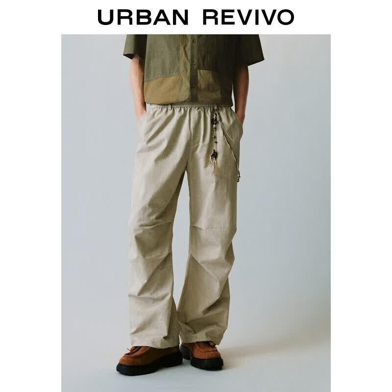 UR Men s Casual Pleated Wide-Leg Workwear Pants 32