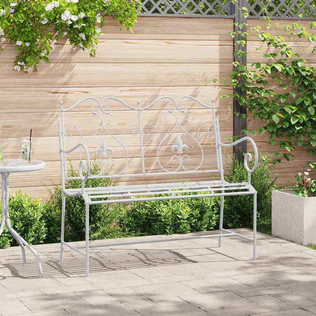 Antique White Garden Bench 104 x 54 x 93 cm Steel