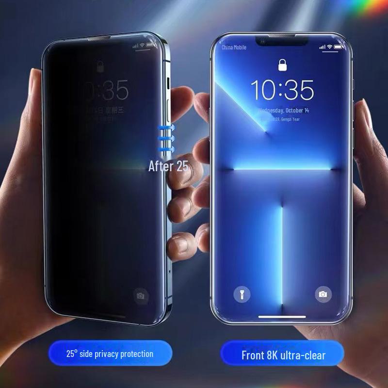 Mattierter Displayschutz aus gehärtetem Glas mit Anti-Peep-Effekt für iPhone 11, 13, 14 Pro Max und 15 mit staubdichtem Netz