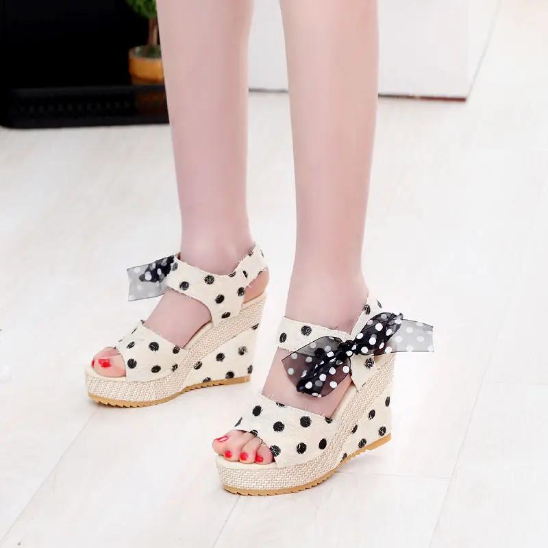 Fashion Wedges Heel Mesh Footwear Wholesale New Breathable Fashion Sandals for Women Vintage Summer Sale Asian Size Original Woman Shoes