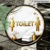2D Flat, 1pc Modern Minimalist Round Aluminum Restroom Sign, Wall-Mounted Bathroom Sign with English Labeling, Suitable for Apartment, Home, Office