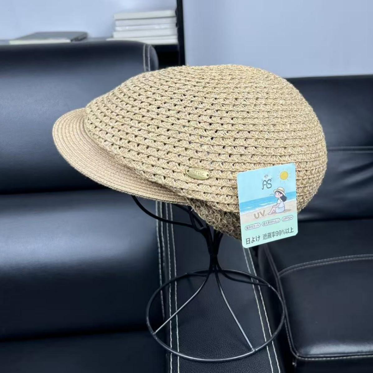 

Retro straw woven duck tongue forward hat women s 2026 new spring and summer breathable face little painter beret M（55-57cm） хаки