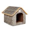 Winter Hundehütte Faltbares Bett Mit Weicher Leopardenmatte Warmer Haustierstall Für Kleine Mittlere Hunde Katzen