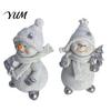 Winter Atmosphere Table Decor 2Pcs Christmas Snowman Figurine, Cute Tabletop Decor, Resin Snow Statue with Gift for Friends Knit Hat Scarf Home Mantel
