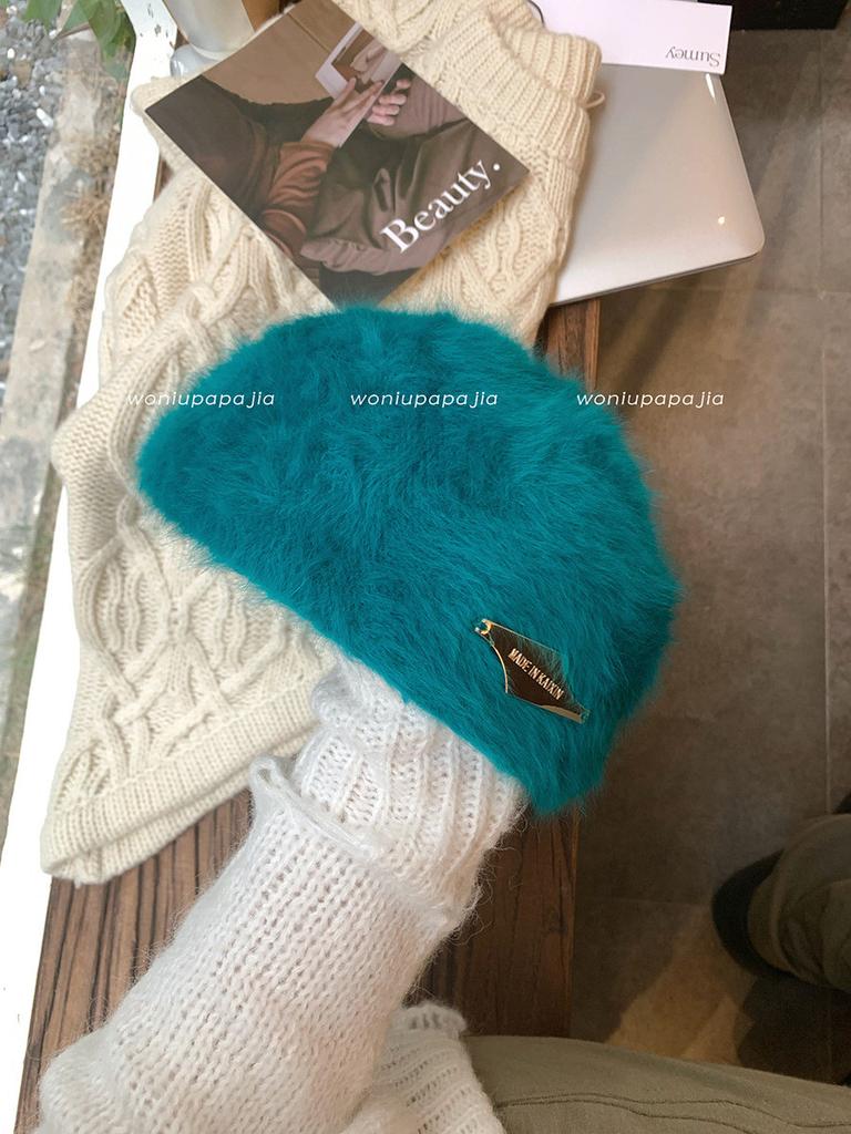 And Cozy Fashionable Rabbit Fur Beret Stylish Retroinspired Winter Hat For Women