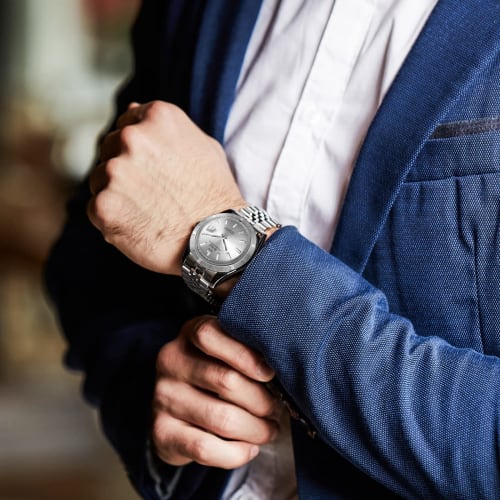 BUREI Men's Automatic Watch, Waterproof, Analog, Mechanical, Silver, Popular, Business, Date Display, Simple, Casual, Luminous Design