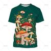 Summer Men's Casual T Shirts 3d Print T-shirt Art Design Colorful Mushroom Print T-shirts For Men Short Sleeve Streetwear Tops