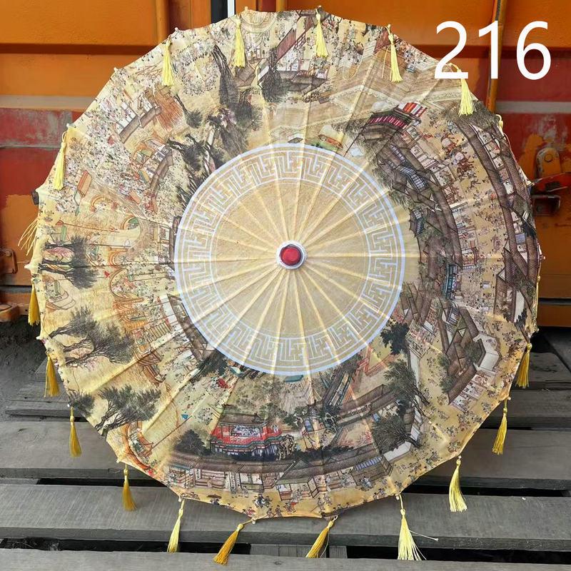 

Хунаньський паперовий парасоль для танцю з китицями, без просочення - Декоративний реквізит у старокитайському стилі 82CM Large