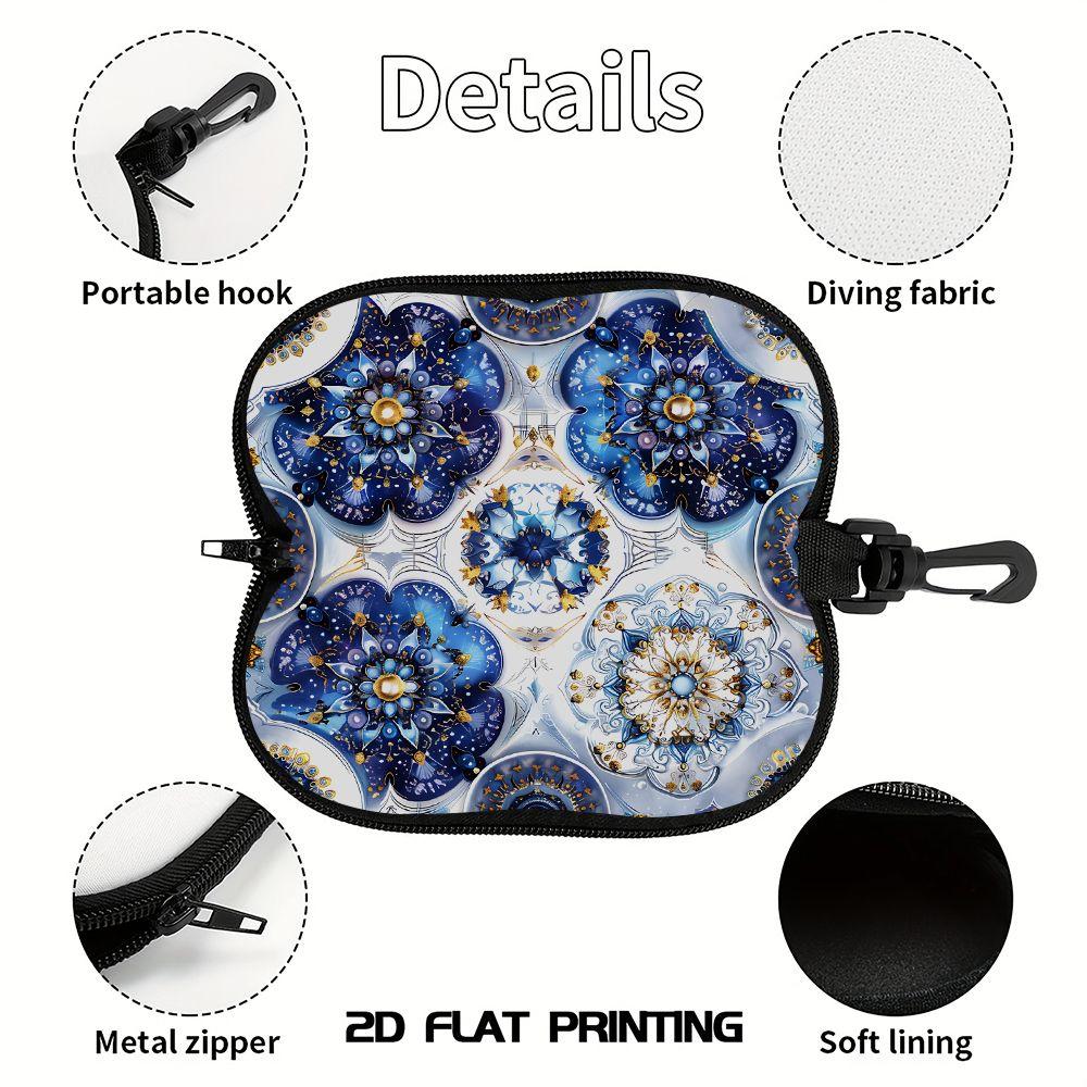 2D-Blue Mandala Floral Pattern Glasses Case, Protective Sunglasses Case, Portable Eyewear Holder Box, Stylish Travel Accessory for Women Men