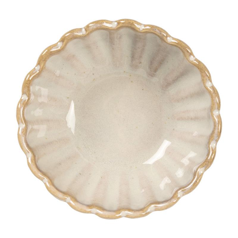 Japanese Retro Ceramic Lace Plate, Household Tableware, Taste Plate, Dipping Plate, Irregular Spitting Bone Plate, Cute Little Plate.