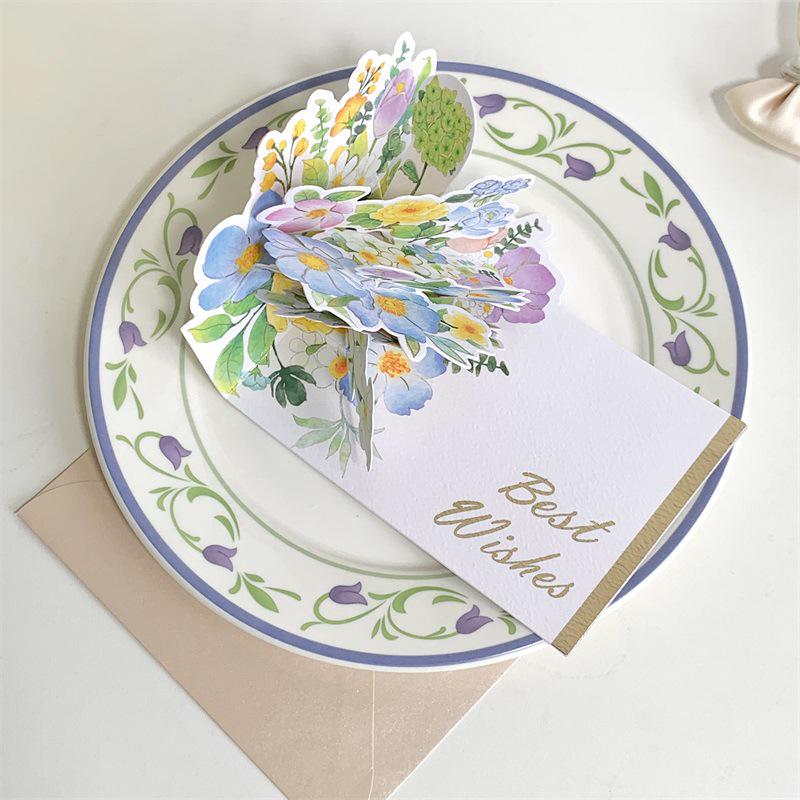 Halloween Birthday 3D Surprise Card with Watercolor Flowers & Envelope
