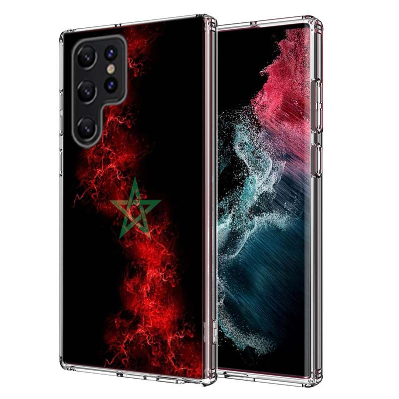 

Morocco Flag Soccer Capa Phone Case For Samsung S26 Ultra S25 Edge Galaxy S23 S21 S20 S24 FE S22 S10 Plus Cover Clear TPU Shell Samsung S25 Ultra 5G
