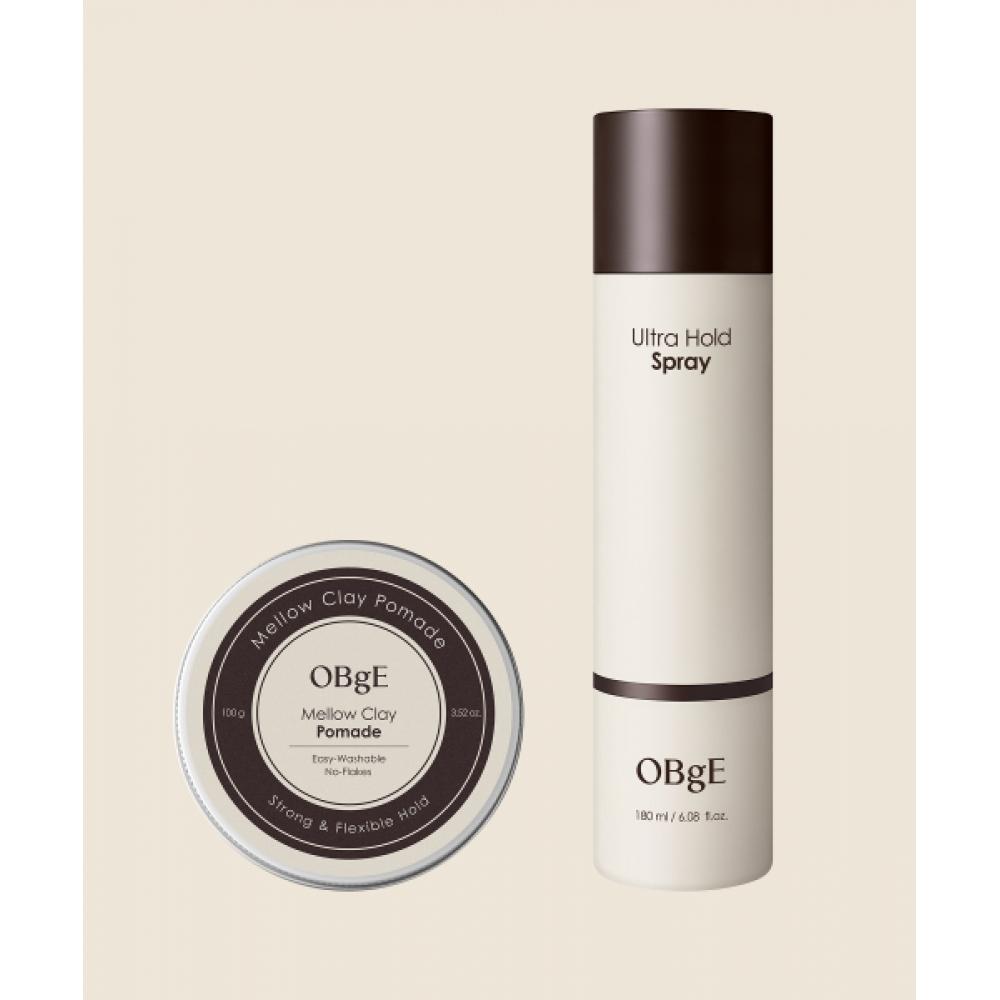 Obge [dex Pick] Mellow Clay Pomade + Ultra Hold Spray Set NONE