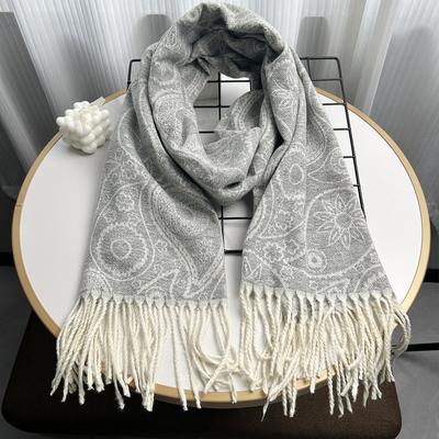 New Autumn and Winter Scarf with Cashew Flower Warm Large Shawl Imitation Cashmere Long Tassel Scarf