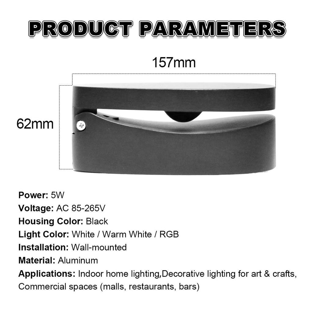 5w Led Wall Lamp Creative Light 85-265v 90 Degree Angle Cool Warm White Rgb With remote Mounted Waterproof Ip65 For home Bedroom
