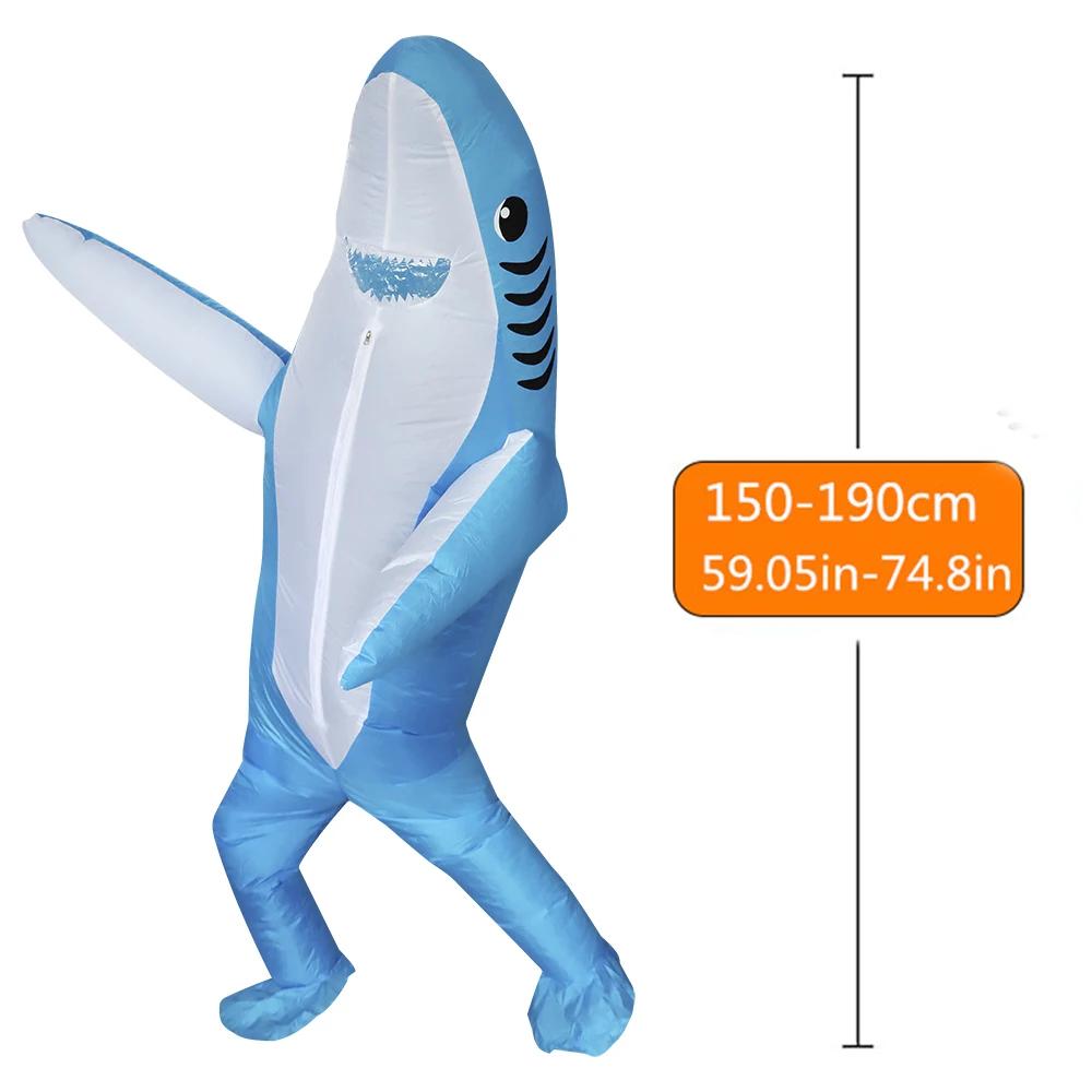 Shark Inflatable Costume, Blow Up Cosplay Suit for Adults Kids, Giant Novelty Halloween Fancy Dress Party Outfit with Fan Blower,