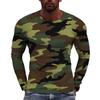 Men's Camouflage Printed Long Sleeve T-shirt European Size Casual round Neck Top Trendy Autumn Wear