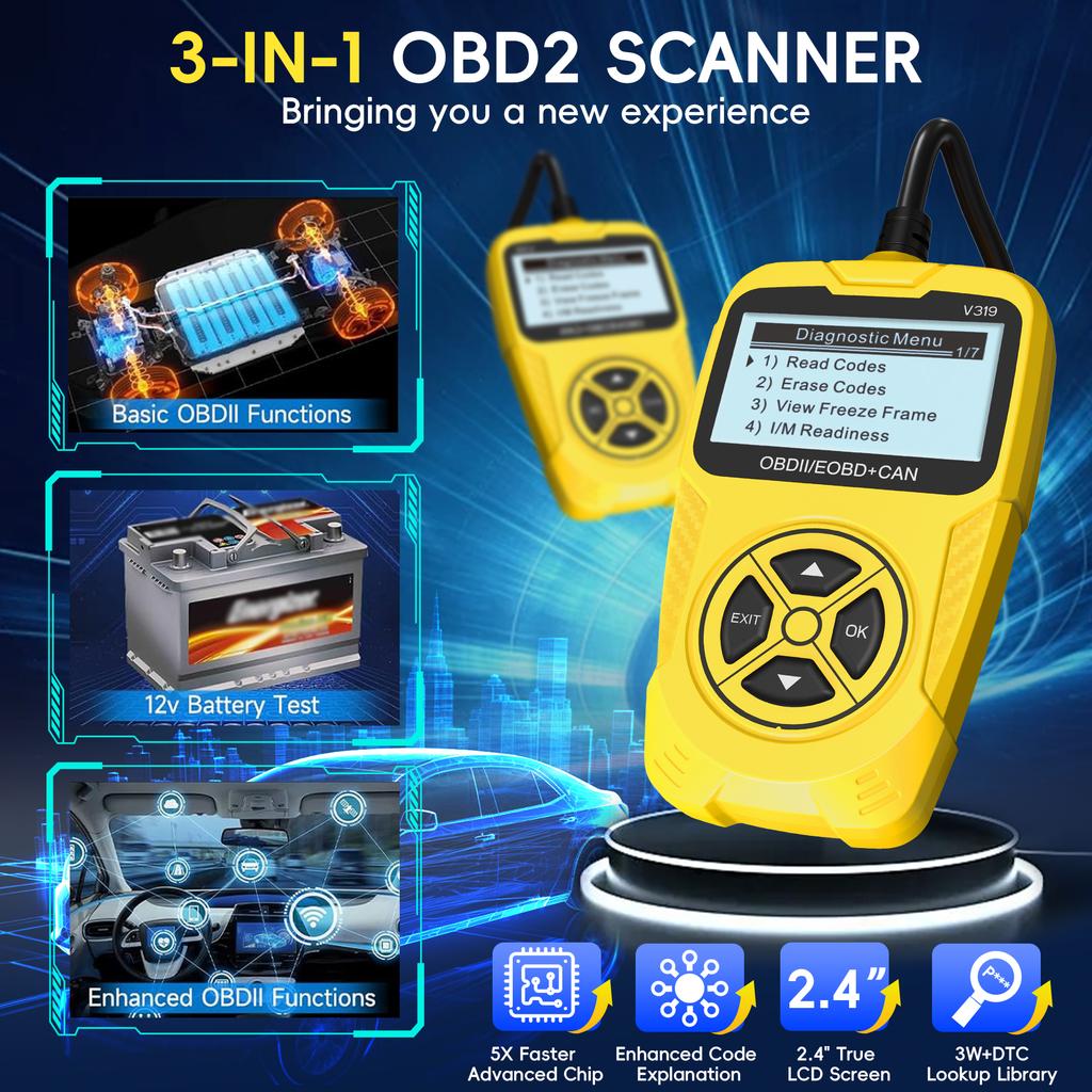 Professional OBD2 Scanner Car Code Reader Check Engine Light Reader OBDII /EOBD Car Computer Diagnostic Scan Tool