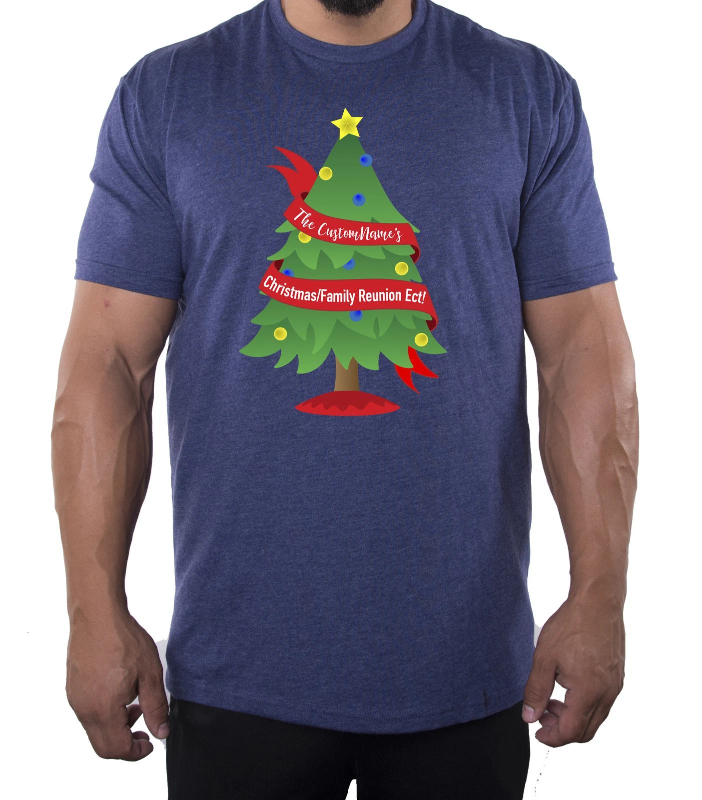 Christmas Tree Banner with custom name- Family Reunion Men s T-Shirts L
