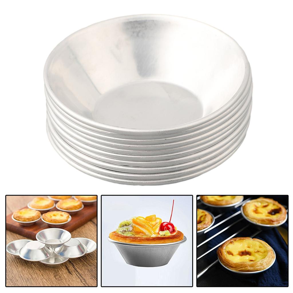 10pcs Aluminum Alloy Egg Tart Molds Candy Cake Muffin Baking Cups Pans Tins Pack