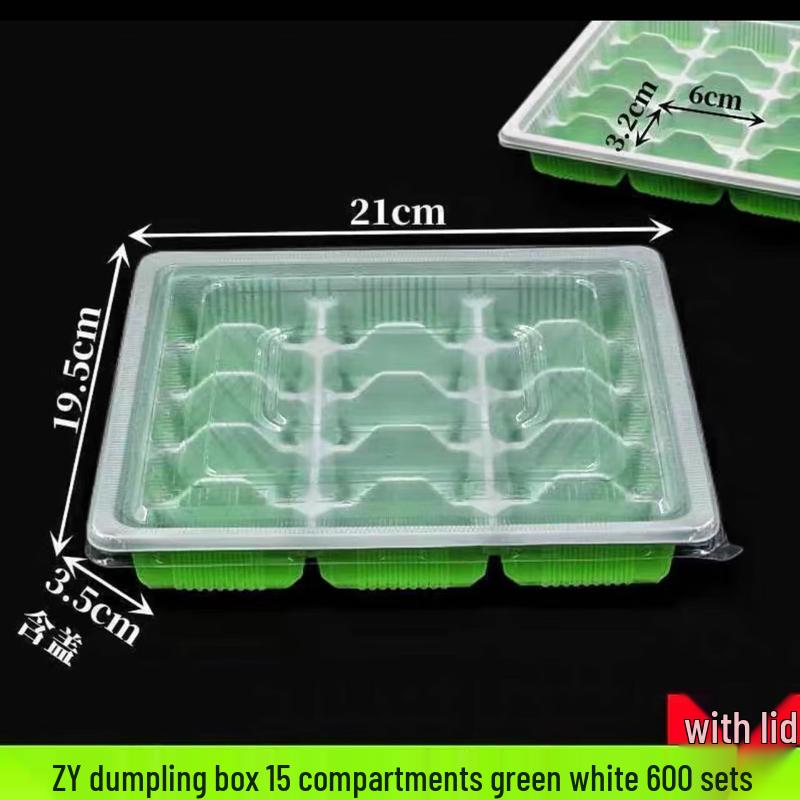 WSM-15JZ Einweg-Grüne Kunststoff-Teigtaschenbox mit 15 Fächern