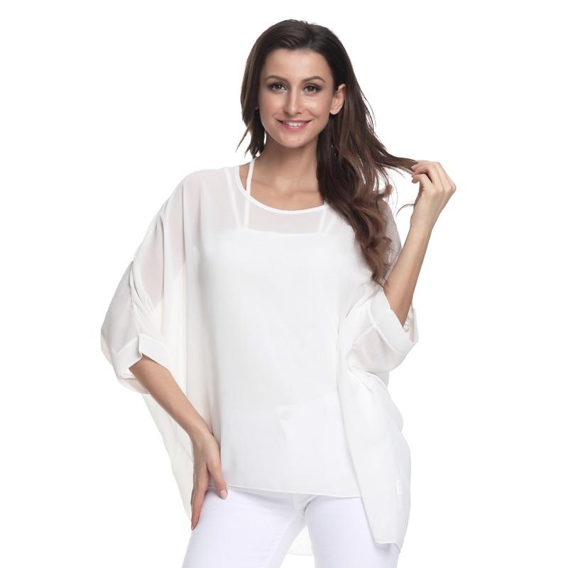 Fashion Plus Size Women's Bohemian Chiffon Shirt Seaside Vacation Sunscreen Bikini Blouse 4324